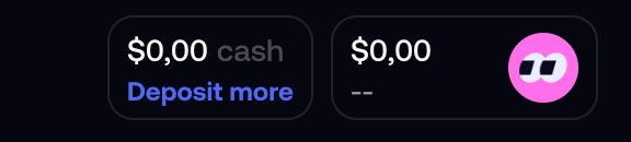 FOMO balance card with the Deposit more button